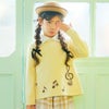 ベビー服 女の子 子ども服 キッズ 音符 刺繍 チェック 千鳥 バック リボン 付き Aライン