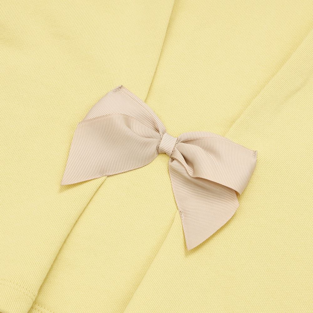 ベビー服 女の子 子ども服 キッズ 音符 刺繍 チェック 千鳥 バック リボン 付き Aライン イエロー(04) デザインポイント2