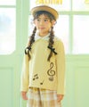 ベビー服 女の子 子ども服 キッズ 音符 刺繍 チェック 千鳥 バック リボン 付き Aライン イエロー(04) モデル画像アップ