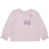 ベビー服 女の子 リボン刺繍 お花モチーフ付き 裏毛トレーナー パープル(91) 正面