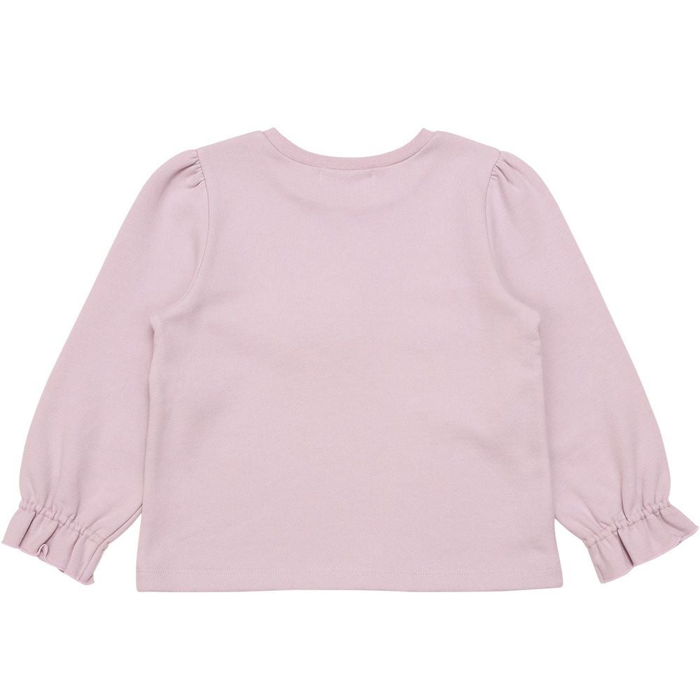 ベビー服 女の子 リボン刺繍 お花モチーフ付き 裏毛トレーナー パープル(91) 背面