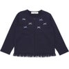 ベビー服 女の子 リボンつき チュールフリル 裏毛カーディガン ネイビー(06) 正面