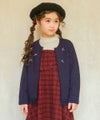 ベビー服 女の子 リボンつき チュールフリル 裏毛カーディガン ネイビー(06) モデル画像全身