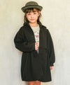 ベビー服 女の子 子ども服 こども キッズ ジュニア キルトニット くるみボタン リボン付き フード取り外し可能 ブラック(00) モデル画像アップ