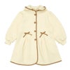 ベビー服 女の子 子ども服 こども キッズ ジュニア キルトニット くるみボタン リボン付き フード取り外し可能 アイボリー(12) 正面