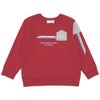 ベビー服 男の子 電車ワッペンつき 裏毛トレーナー レッド(03) 正面