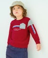 ベビー服 男の子 電車ワッペンつき 裏毛トレーナー レッド(03) モデル画像全身