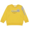 ベビー服 男の子 電車ワッペンつき 裏毛トレーナー イエロー(04) 正面