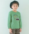 ベビー服 男の子 子ども服 こども キッズ 動物 車 刺繍 ワッペン サファリパーク 裏毛 グリーン(08) モデル画像アップ
