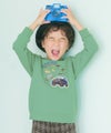 ベビー服 男の子 子ども服 こども キッズ 動物 車 刺繍 ワッペン サファリパーク 裏毛 グリーン(08) モデル画像全身