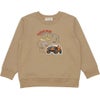 ベビー服 男の子 子ども服 こども キッズ 動物 車 刺繍 ワッペン サファリパーク 裏毛 ベージュ(51) 正面