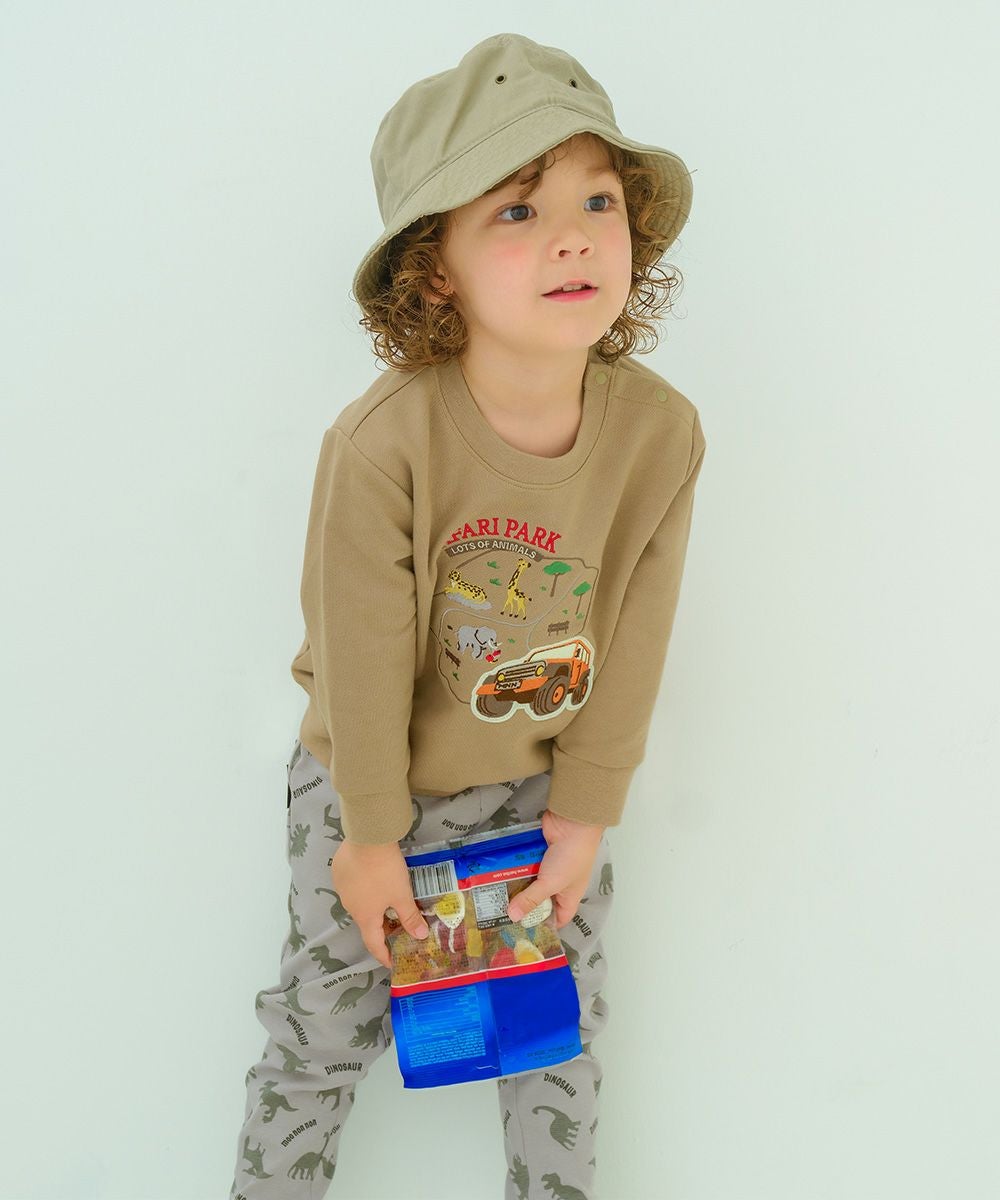 ベビー服 男の子 子ども服 こども キッズ 動物 車 刺繍 ワッペン サファリパーク 裏毛 ベージュ(51) モデル画像2