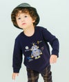 ベビー服 男の子 ロボットワッペン ロゴ刺繍 裏毛トレーナー ネイビー(06) モデル画像2