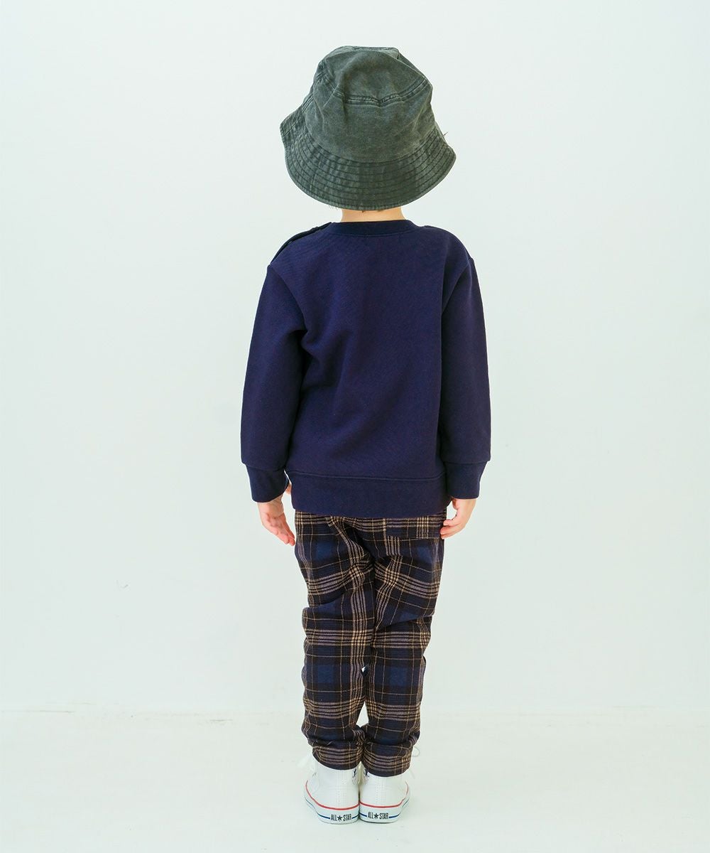 ベビー服 男の子 ロボットワッペン ロゴ刺繍 裏毛トレーナー ネイビー(06) モデル画像3