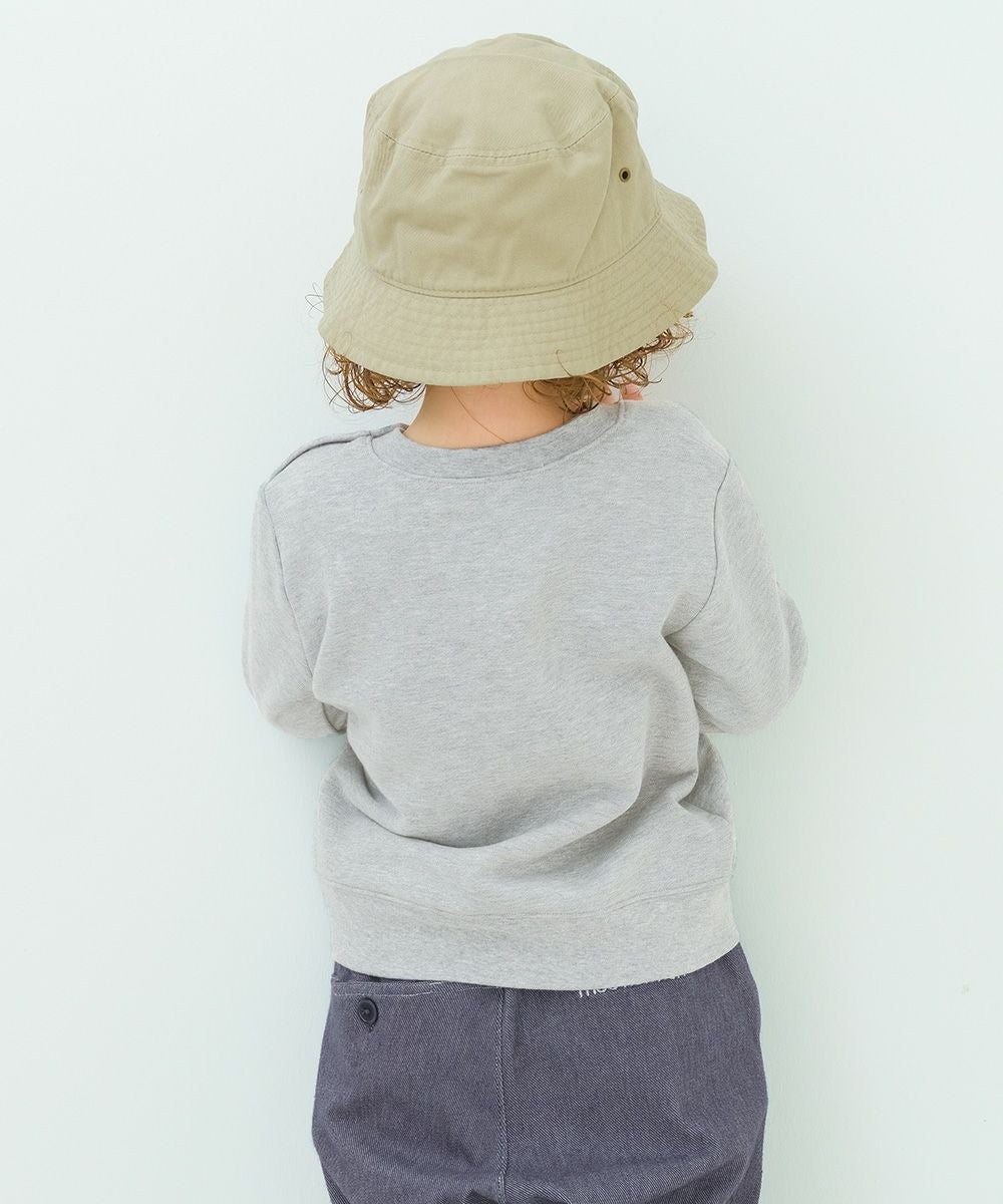 ベビー服 男の子 ロボットワッペン ロゴ刺繍 裏毛トレーナー 杢ｸﾞﾚｰ(92) モデル画像全身