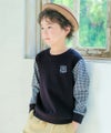 ベビー服 男の子 子ども服 こども服 キッズ 千鳥柄 ロゴ ワッペン 長そで 裏毛 ホワイト×ブラック(10) モデル画像4