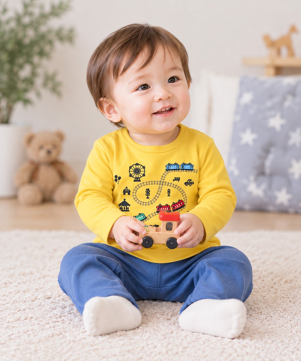 ベビー服 男の子 電車刺繍 動物園プリント Tシャツ