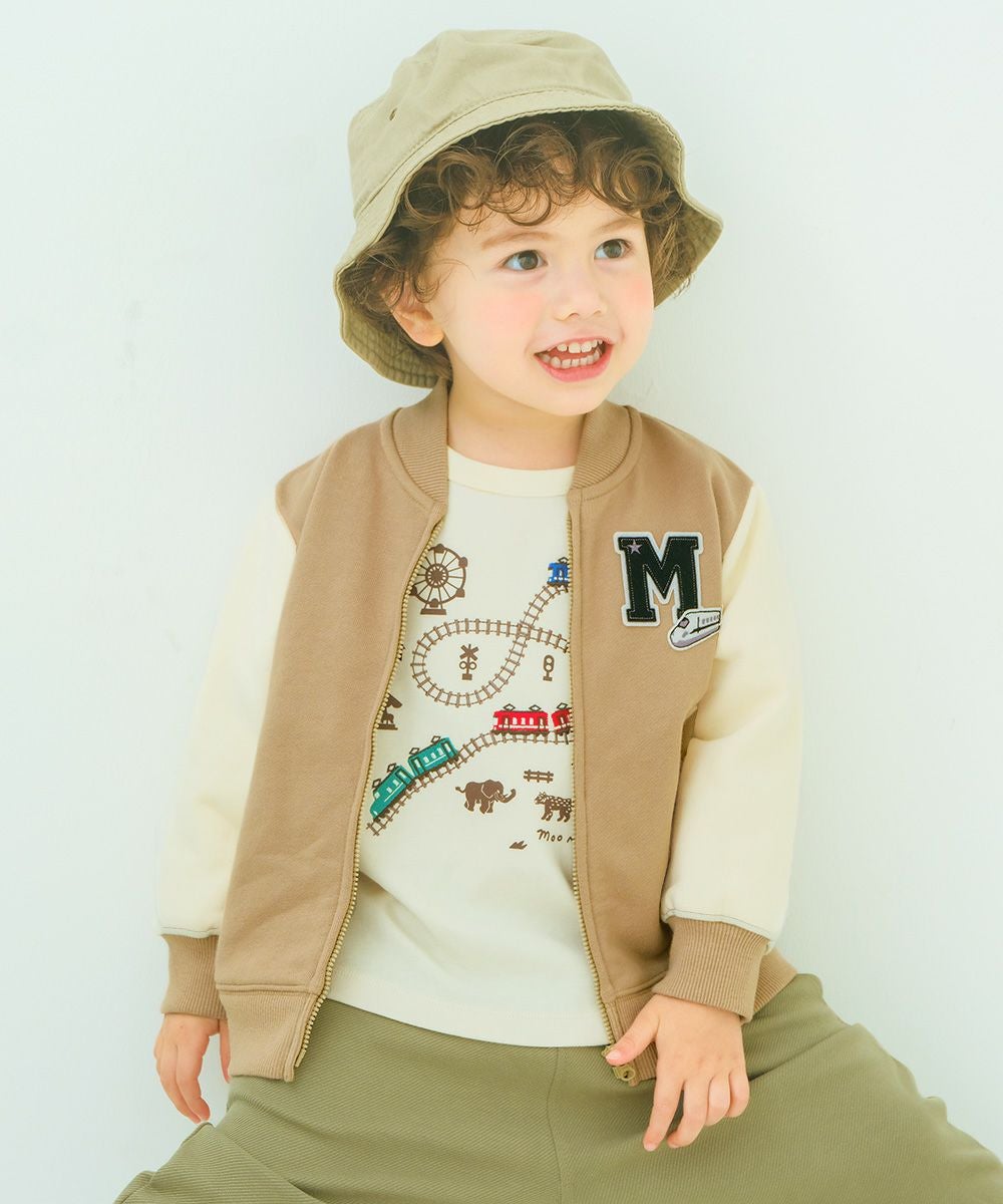 ベビー服 男の子 電車刺繍 動物園プリント Tシャツ オフホワイト(11) モデル画像2