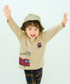 ベビー服 男の子 はたらく車ワッペンつき Tシャツ ベージュ(51) モデル画像アップ
