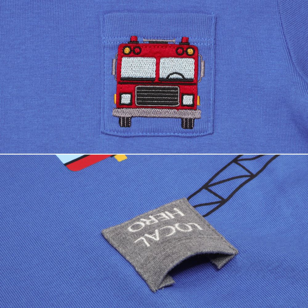 ベビー服 男の子 はたらく車ワッペンつき Tシャツ ブルー(61) デザインポイント1