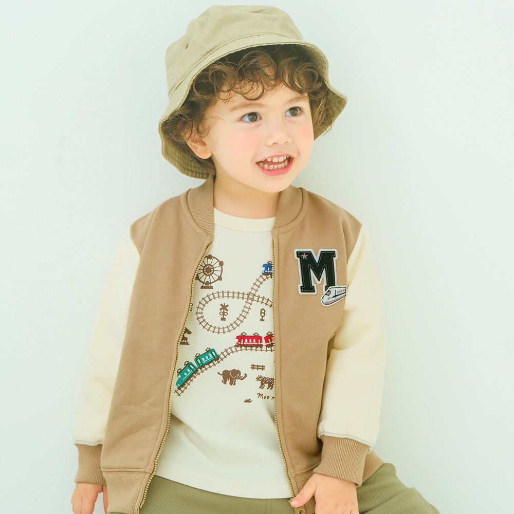 ベビー服 男の子 ロゴ 電車ワッペン ジップアップ 裏毛ジャケット