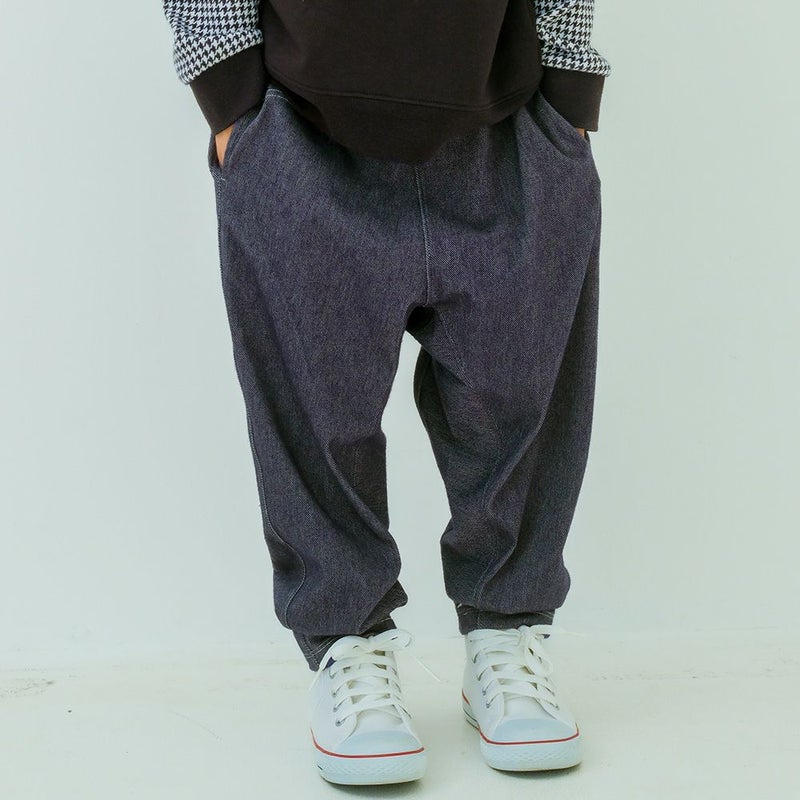 ベビー服 男の子 男女兼用 デニムツイルニット マチつきテーパードパンツ
