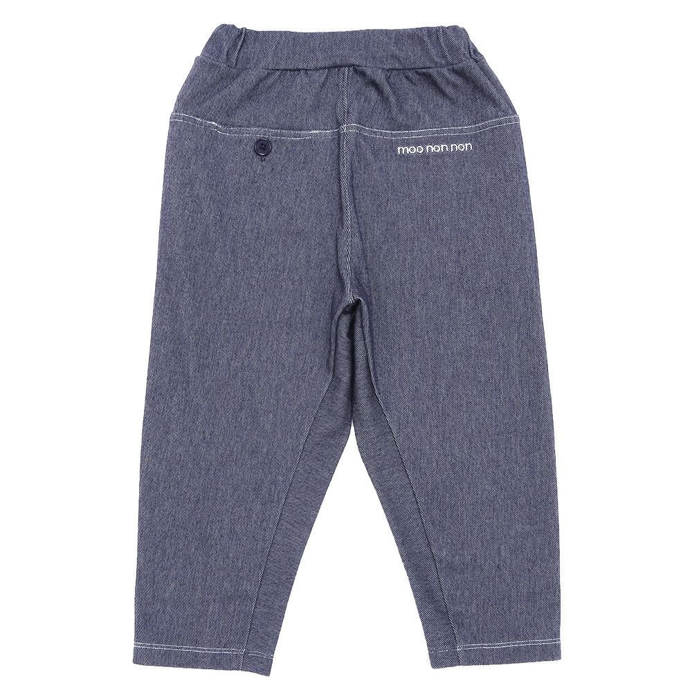 ベビー服 男の子 男女兼用 デニムツイルニット マチつきテーパードパンツ ネイビー(06) 背面