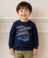ベビー服 男の子 電車 ロゴ刺繍 裏毛トレーナー ネイビー(06)