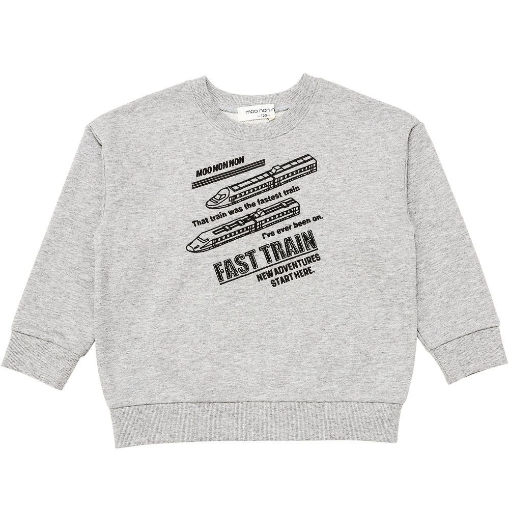 ベビー服 男の子 電車 ロゴ刺? 裏毛トレーナー 杢ｸﾞﾚｰ(92) 正面