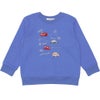 ベビー服 男の子 はたらく車ワッペン裏毛トレーナー ブルー(61) 正面