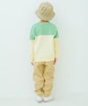 子供服 男の子 バイカラー切り替え ポケットつき 裏毛トレーナー グリーン(08) モデル画像全身
