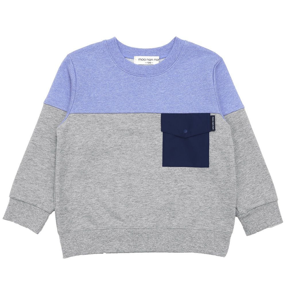 子供服 男の子 子ども服 こども服 キッズ ジュニア バイカラー 切り替え ポケットつき 裏毛 ブルー(61) 正面