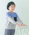 子供服 男の子 バイカラー切り替え ポケットつき 裏毛トレーナー ブルー(61) モデル画像全身
