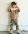 子供服 男の子 バイカラー切り替え ポケットつき 裏毛トレーナー アイボリー(12) モデル画像全身