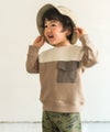 子供服 男の子 バイカラー切り替え ポケットつき 裏毛トレーナー アイボリー(12) モデル画像1