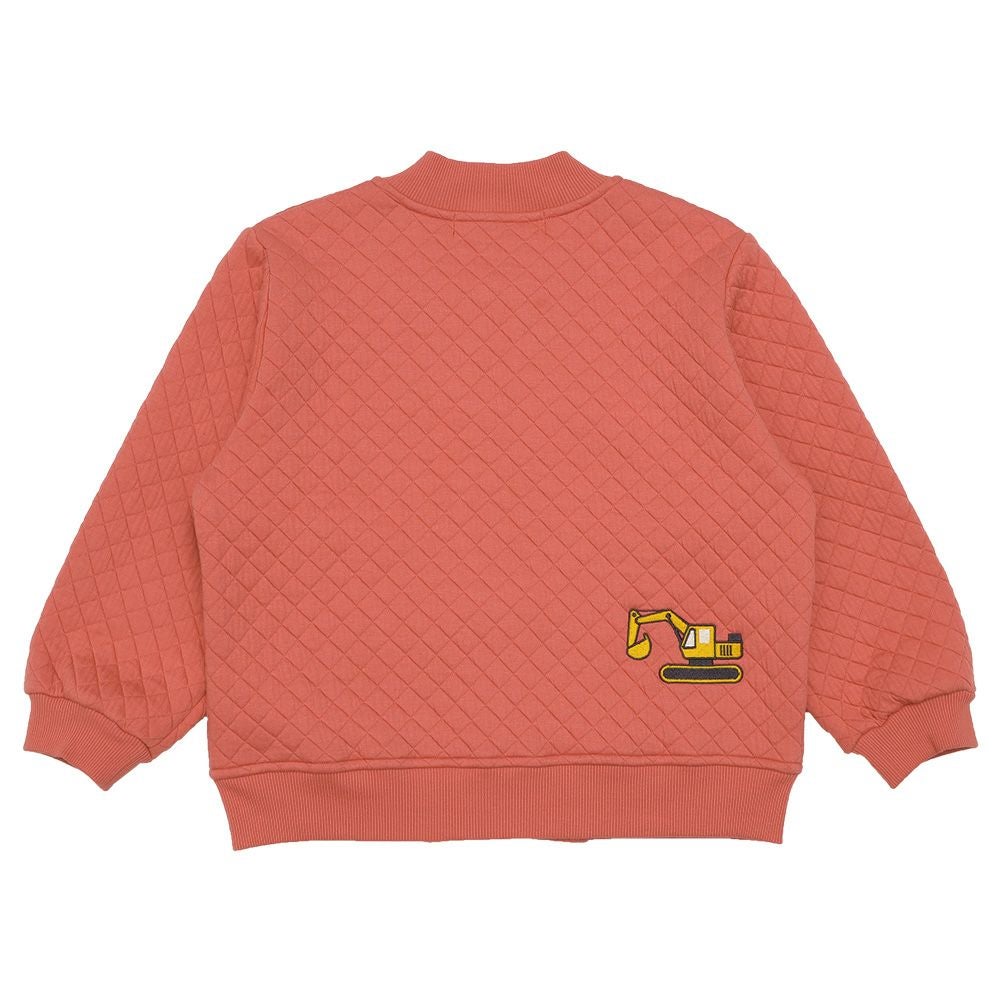 ベビー服 男の子 はたらく車ワッペン キルトニットジャケット オレンジ(07) 背面