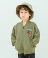 ベビー服 男の子 はたらく車ワッペン キルトニットジャケット カーキ(82) モデル画像アップ