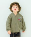 ベビー服 男の子 はたらく車ワッペン キルトニットジャケット カーキ(82) モデル画像1