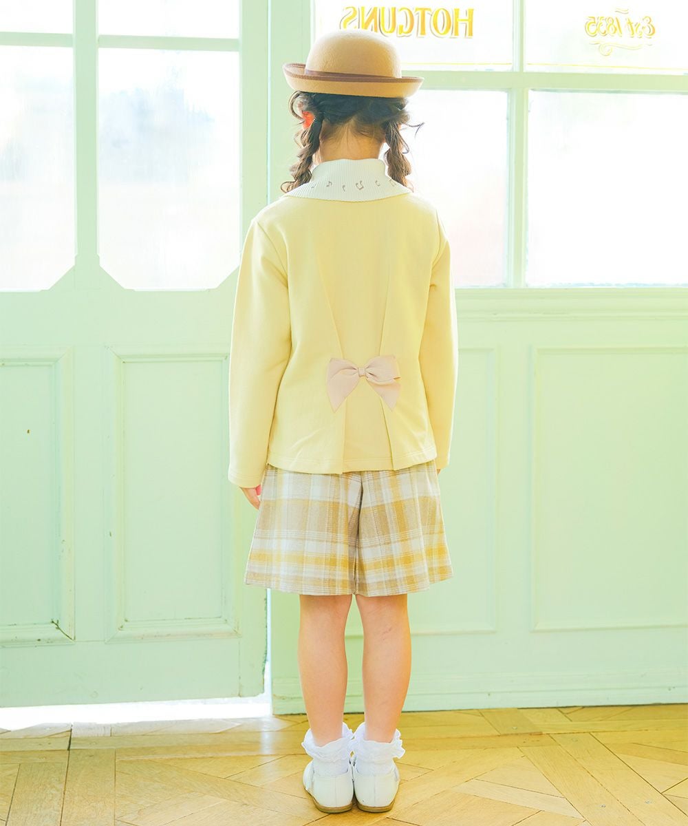 子供服 女の子 チェック柄 裏地付き 厚手 キュロットパンツ イエロー(04) モデル画像2