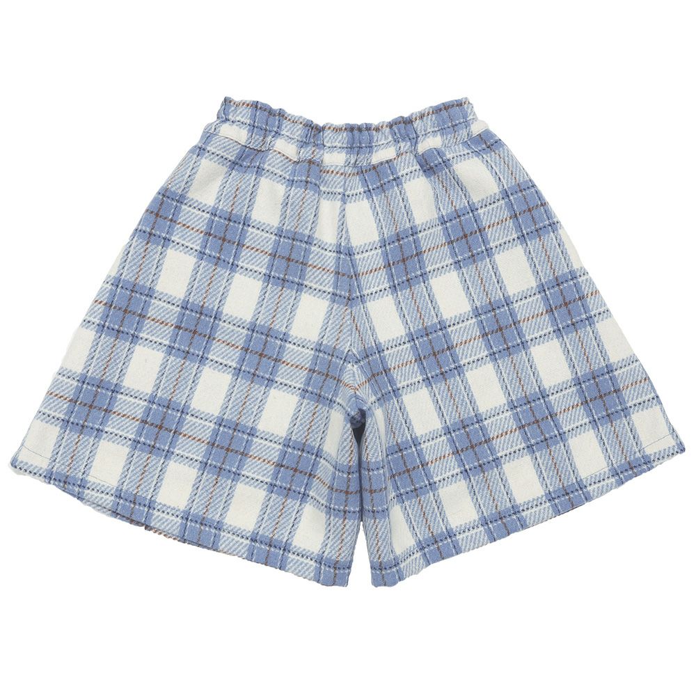 子供服 女の子 チェック柄 裏地付き 厚手 キュロットパンツ ブルー(61) 背面