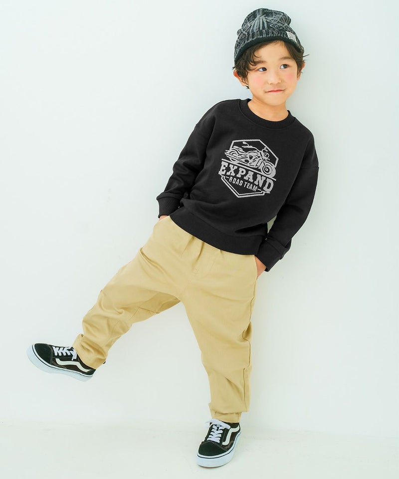 ストレッチツイル マチつきテーパードパンツ