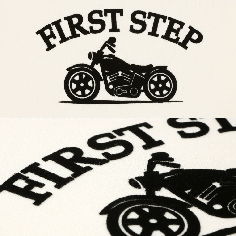 子供服 男の子 子ども服 こども服 キッズ ジュニア 綿100％ ロンT 長そで バイク ロゴ フロッキー プリント オフホワイト(11) デザインポイント1