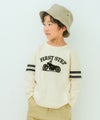 子供服 男の子 子ども服 こども服 キッズ ジュニア 綿100％ ロンT 長そで バイク ロゴ フロッキー プリント オフホワイト(11) モデル画像1