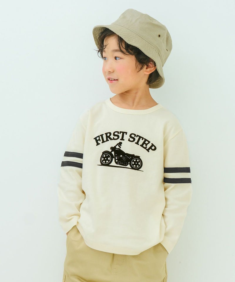 綿100% バイク ロゴ フロッキープリントTシャツ