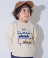 ベビー服 男の子 子ども服 こども キッズ 電車 飛行機 ワッペン 車刺繍 乗り物 裏毛 アイボリー(12) モデル画像アップ