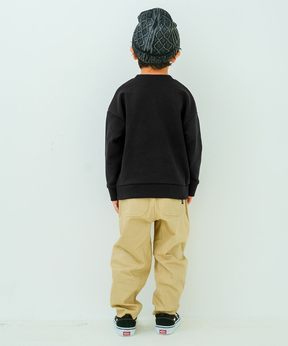 子供服 男の子 バイク ロゴ 乗り物刺繍 ドロップ袖 裏毛トレーナー ブラック(00) モデル画像2