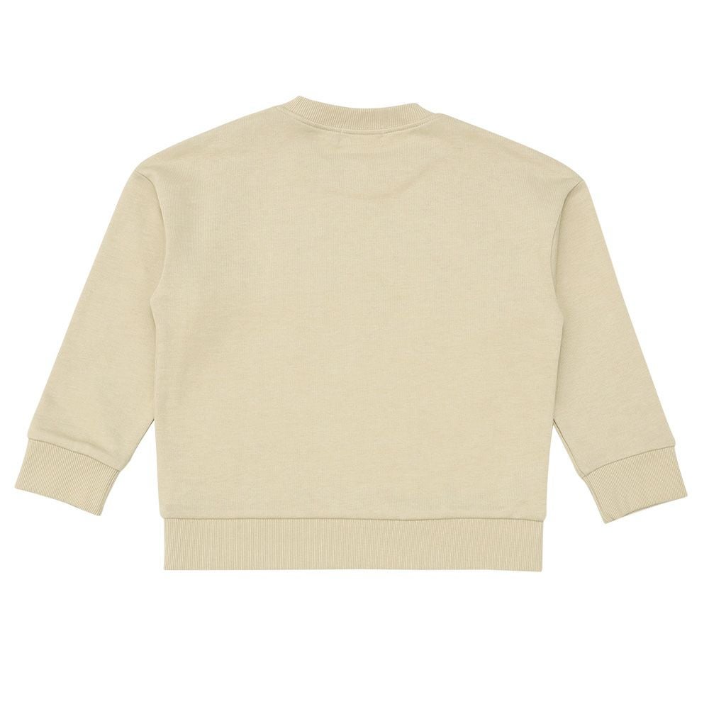 子供服 男の子 バイク ロゴ 乗り物刺繍 ドロップ袖 裏毛トレーナー ベージュ(51) 背面