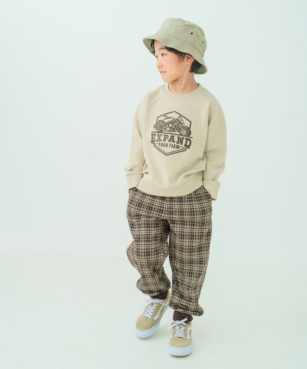 バイク ロゴ 乗り物刺繍 ドロップ袖 裏毛トレーナー｜ベビー・子供服