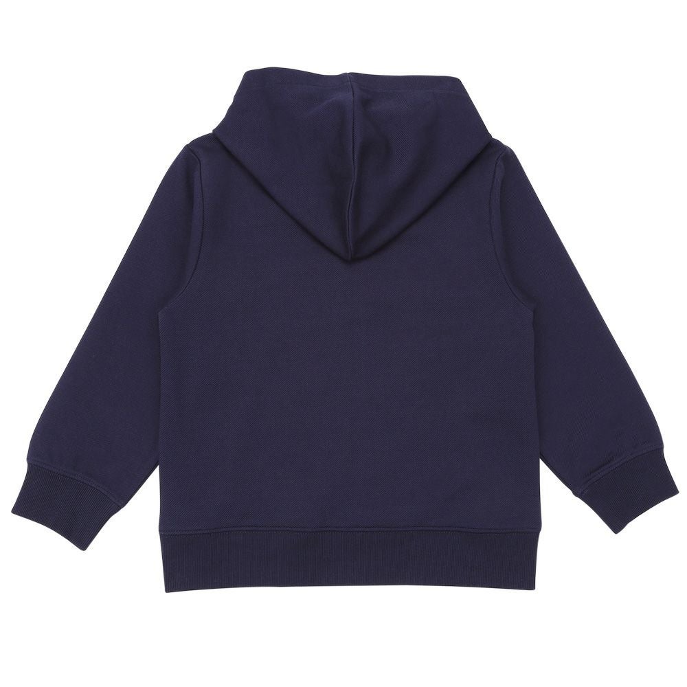 子供服 男の子 ツイルニット ロゴワッペン フード取り外し可能 ジップアップジャケット ネイビー(06) 背面