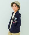 子供服 男の子 ツイルニット ロゴワッペン フード取り外し可能 ジップアップジャケット ネイビー(06) モデル画像アップ